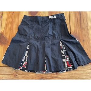 NEW Vintage Fila Pyramid Print Box Pleat Tennis Skirt LOGO Embroidered Rare Find